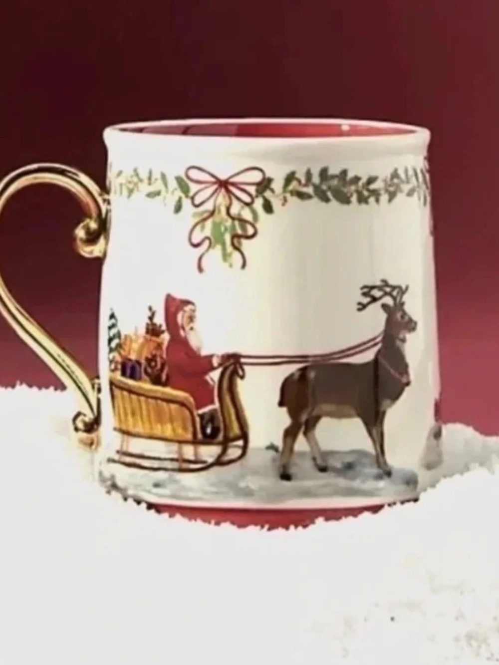 NWT Anthropologie Nathalie Lete Santa Sleigh Christmas Mug